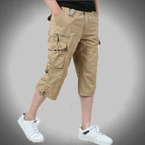 Men Summer Casual Baggy Multi Pocket Military Shorts Knee Length Cargo Pants Loose Breeches Male Tactical Shorts Plus Size 5XL