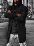 Gotmes Sweater Cardigan Men Mid Length Hooded Cardigans Spring Autumn Mens Clothes Lightweight Knit Jacket Plus Size Sweaters Knitwear
