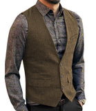 Gotmes Men's Vest Suit Boutique Wool Tweed Slim Fit Leisure Cotton Male Gentleman Beckham Business Waistcoat For Wedding Groomsmen