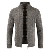 Autumn Winter Mens Sweater Fashion Brand Casual Sweater Stand Collar Cardigan Men Striped Slim Knitted Men's Sweatercoat