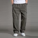 Men's Casual Trousers Cotton Overalls Elastic Waist Full Len Multi-Pocket Plus Fertilizer Men's Clothing Big Size Cargo Pants