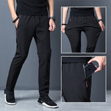 Men'S Korean Fashion Casual Summer Thin Quick Drying Ice Silk Straight Pants Loose Sports 9-Point Trousers Boy