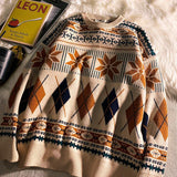 Pullovers Vintage Retro Christmas Sweater Couple  Men's Knitted Sweater Winter Warm Casual Korean Streetwear Harajuku