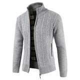Autumn Winter Mens Sweater Fashion Brand Casual Sweater Stand Collar Cardigan Men Striped Slim Knitted Men's Sweatercoat