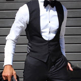 Black Men Vest for Wedding Groom Tuxedo One Piece Slim Fit Waistcoat Solid Color Male Fashoin Coat Clothes