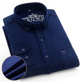 Plus Size S~7XL Corduroy Shirt Men Casual Long Sleeve Regular Fit Business Dress Shirts For Male Soft Leisur Comfortable Pocket