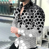 New Punk Style Men's Shirts Autumn Fashion Digital printing Shirts Male Slim Fit Long Sleeve Lapel Casual Party Shirt Tops
