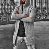 Gotmes Sweater Cardigan Men Mid Length Hooded Cardigans Spring Autumn Mens Clothes Lightweight Knit Jacket Plus Size Sweaters Knitwear