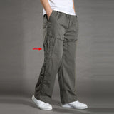 Men's Casual Trousers Cotton Overalls Elastic Waist Full Len Multi-Pocket Plus Fertilizer Men's Clothing Big Size Cargo Pants