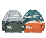 Gotmes Harajuku vintage rabbit ugly sweater streetwear pullover men super cute anime knitwear sweating video hip hop grandpa sweater