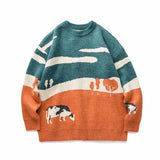 Gotmes Harajuku vintage rabbit ugly sweater streetwear pullover men super cute anime knitwear sweating video hip hop grandpa sweater