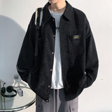 Gotmes Men's shirt casual Korean ruffian handsome corduroy jacket trend Harajuku all-match Hong Kong style autumn long-sleeved shirt