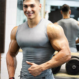 Men tight tank top men's gym fitness vest men's muscle sports Leisure jogging Exercise sports sleeveless shirt top