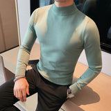 Male High End Fashion Brand Knitted Pullover Sweater Men Half Turtle Neck Autum Winter Woolen Casual Jumper Clothes S-4XL