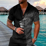 Men Summer Casual V Neck Short Sleeve Turn-down Collar Muscle Tee T-shirt Top Holiday Beach Tee Shirt HIgh Quality Clothing