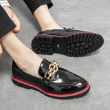 Men Casual Slip-On Leather Shoes Business Casual Patent Leather Glossy Shoes Man Streetwear Fashion Wedding Dress Luxury Shoes