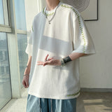 Manual Sewing Men's Summer T-shirts  Korean Man Oversized Short Sleeve Tshirt Streetwear Men Women Tops Tees