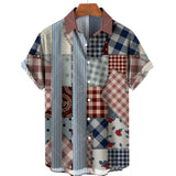 Hawaiian Beach Style Men's Short Sleeve Shirt 3D Printed Vintage Stripe Color Block Fashion Creative Loose Breathable