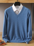 Men's 100% Mink Cashmere Sweater V-Neck Pullovers Knit Large Size Winter New Tops Long Sleeve High-End Jumpers