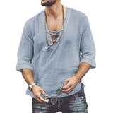 Mens V-neck T-shirt hollow out Lace-up Shirt Casual short Sleeve Wash Vintage Denim Blouse Fitness Bodybuilding Tops Hot