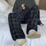 Men Checkered Casual Pants Loose Straight Corduroy Pants Sweatpants Man Fashion Streetwear  Spring New Hip Hop Trousers