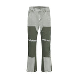 Vintage Distressed Graffiti Mens Micro Flared Denim Jean Hip Hop Splash Ink Colorblocked Street Wear Casual Slim Fit Jean