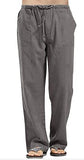 Cotton Linen White Pants Men  Large Size Men's Casual Trousers Home Trousers Man Long Tube Solid Color Loose Trousers