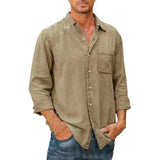 Spring Autumn New Men Cotton Shirt Fashion Stitching Long Sleeve Tops Loose Shirts For Men's Casual Lapel Male Blouse Streetwear