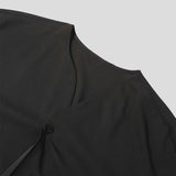 Mens Irregular Button Drape Solid Color Shirts