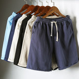 Fashion Cotton Line Shorts Men  Summer Beach Casual Shorts Solid Baggy Basic Pockets Shorts Streetwear Men's Clothing