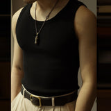 Casual Solid Knitted Tank Top Men Summer Fashion Ribbed Vest Mens Slim Fit Crew Neck Sleeveless Tops Man Clothes Streetwear