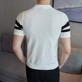 Men's Knitwear Short Sleeve Polo Shirt Casual Slim Lapel Button Cardigan Breathable Summer Polo Shirt Fashion Clothes 4XL