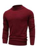 New Winter Men's Mock Neck Sweater Fashion Solid Color Warm Knitted Pullovers Men Casual Elastic Sweaters Male Autumn Knitwear