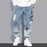 Fashion Jeans Men Loose Cartoon Trousers Neutral Jean Streetwear Casual Summer Pure Wide Jeans Man Women Pants Hip Hop