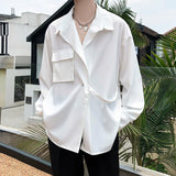Gotmes Solid Shirts Men Long Sleeve Fashion  Casual Loose Blouse Male Luxury Breathable Masculina Clothes Classic Button Tops A95