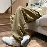 Khaki Casual Pants for Men Japanese Streetwear Hip Hop Black Trousers Male Oversize Vintage Retro Spring Cotton Loose