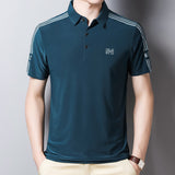 Summer New Men's Ice Silk Short-sleeved T-shirt Fashion Versatile Casual POLO Shirt Daily Business Office Shirt