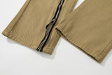 Cross Zipper Decorate Solid Black Mens Cargo Pants High Street Retro Straight Elastic Waist Casual Trousers Loose Overalls
