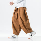 Men's Casual Wied Leg Pants Oversize Cotton Trousers Solid Color Fashion Men Jogging Pants Korean Streetwear Vintage 5XL