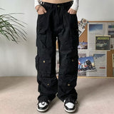 Y2K Cargo Pants Multi-pocket Overalls Men Harajuku Casual Women Baggy Trousers Oversize Straight Mopping Pants Spring Autumn New
