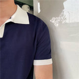 Summer Lapel Breathable Short Sleeve Temperament Men's Clothing Slim Korean Version Solid Color Trend Knitted POLO Shirt