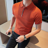 Men's Summer Casual Short Sleeve Knitting Polo Shirts/Male Slim Fit Fashion High Quality Hollow Out Polo Shirts S-4XL