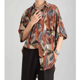 Summer New Vintage Short Sleeved Shirts for Men Geometric Print Loose Casual Beach Hawaiian Fashion Floral Shirt Streetwear