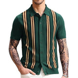 Men's Knit Striped Polo Shirt Casual Luxury Clothing Streetwear Suit Collar Button Down Breathable Vintage Summer M-3XL