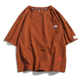Summer New Men's Short-Sleeved T-shirt Cotton and Linen Casual Men's T Shirts Male Breathable Loose Hip Hop Embroidery Top Tees