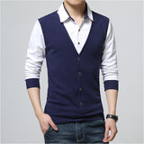 Brand Autumn Mens T Shirts Fashion Fake Two Designer Clothing Cool T-shirt Men Long Sleeve T Shirt Casual Mal