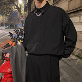 New Japanese Fashion Luxury Satin Sexy Mens Shirts Top Quality Long Sleeve Business Button Up Shirt Loose Formal Blouse