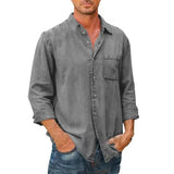 Spring Autumn New Men Cotton Shirt Fashion Stitching Long Sleeve Tops Loose Shirts For Men's Casual Lapel Male Blouse Streetwear