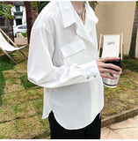 Gotmes Solid Shirts Men Long Sleeve Fashion  Casual Loose Blouse Male Luxury Breathable Masculina Clothes Classic Button Tops A95