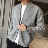 New Men's Sweaters Coat Fashion Solid Cardigan Men Knitted Sweater Jacket Loose Stand Collar Zip High Street Outwear